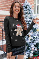 Christmas Cute Sequin  Gingerbread Man  Snowflake Embroidered Sweater