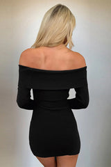 Off Shoulder Knit Slim Mini Dress