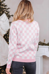 Plaid Drop Shoulder Christmas Cardigan