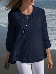 Lace Crochet Casual Patchwork Blouse blouse-250126