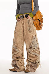 Distressed Wide Leg Cargo Jeans