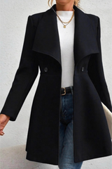 Solid Lapel Double-Breasted Thickened Wool Blend Christmas Outerwear