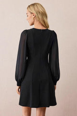 Crew Neck Button Mini Dress