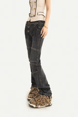 Multi Button Low Rise Straight Leg Jeans