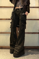 Strapped Multi Pocket Gothic Cargo Jeans