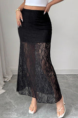 High-Waist Lace Bodycon Skirt
