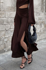 Ruched Waist A-Line Maxi Dress