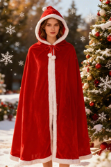 Red Hooded Cloak Party Christmas Outerwear