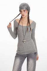 Lace Back Scoop Neck Long Sleeve T-Shirt