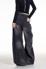 Gothic Chain Graphic Oversized Y2K Jeans