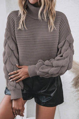 High Neck Pullover Knit Sweater