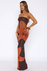 Strapless Bodycon Back Slit Vacation Dress