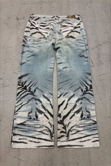 Tiger Graphic Washed Wide Leg Jeans