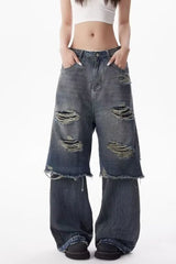 Distressed Layered Wide Jean