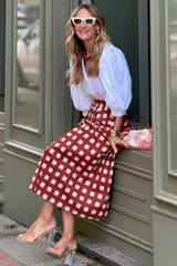Casual Plaid High Waist Christmas Skirt