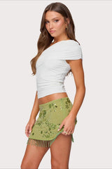 Embroidered Sequin Bodycon Mini Christmas Skirt