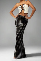 Polka Dot Slim Midi Skirt