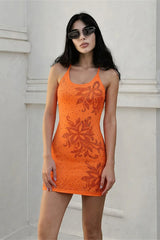 Rhinestone Flower Mini Dress