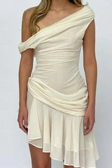 Ruffled Patchwork Bodycon Midi Dress