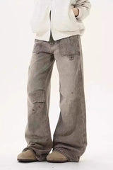 Loose Fit Distressed Floor Length Jean
