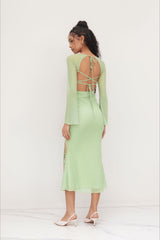 Floral Square Neck Long Sleeve Maxi Dress