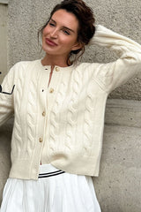 Solid Crochet Knit Cardigan Sweater