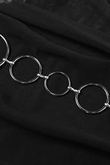 See-Through Mesh Ruffle Backless Mini Dress