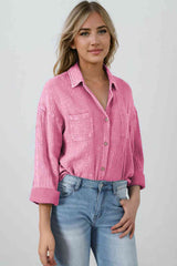Blouse Textured With Buttons Clothes