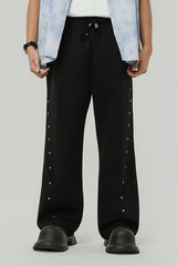 Vintage Rivet Drawstring Casual Sweat Pants