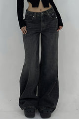 Distressed Wide Leg Floor Length Jean