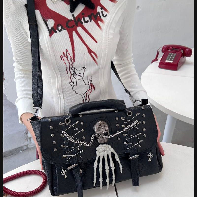 Gothic Lolita Punk Rivet Chain Skull One Shoulder Bag