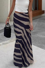 High-Waist Zebra Maxi Skirt