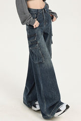 High Waist Straight Cargo Jean