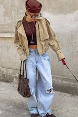 Cropped Storm Flap Trench Jacket