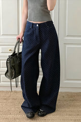 Polka Dot Wide Leg Barrel Jeans