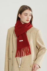 Solid Woven Fringe Wool Blend Christmas Scarf