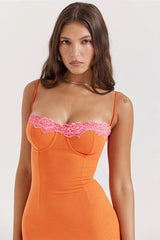 Lace Patchwork Midi Dress