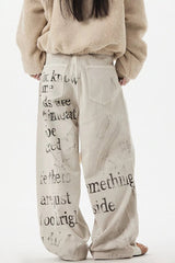 High Waist Letter Straight Jean