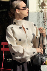 Polka Dot Waist Zip Jacket