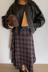 Asymmetric Plaid Midi Christmas Skirt