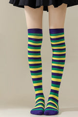 Striped Knee High Christmas Socks