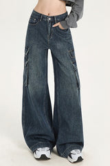 High Waist Straight Cargo Jean