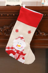 Christmas Linen Santa Embroidery Hanging Storage Bag