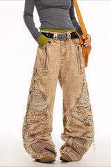Distressed Wide Leg Cargo Jeans