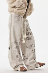 High Waist Letter Straight Jean