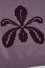 Floral Knit V Neck Cropped Sweater