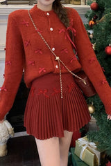 Chunky Bow Short Knit Christmas Cardigan