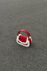 Fuzzy Red Square Mini Bag Handheld Shoulder Crossbody Bag