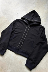 Unisex Studded Zip-Up Street Hoodie
