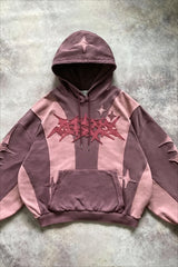 Embroidered Graphic Oversized Pullover Fleece Hoodie